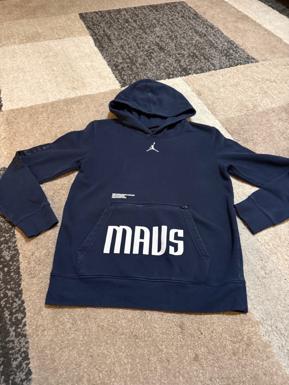 NBA Junior Navy Dallas Mavericks MAVS Jordan Crewneck Hoodie- Medium 10/12